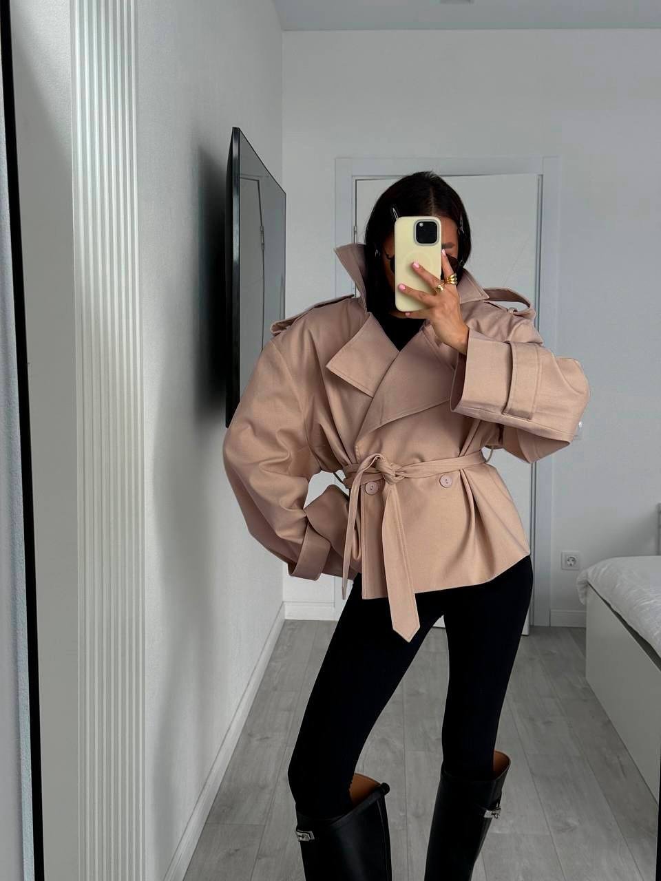 SOERA Dorothy Lace Up Short Trench Coat - Jackets - 1005011800038387-;BN1774869391306077915 Khaki M