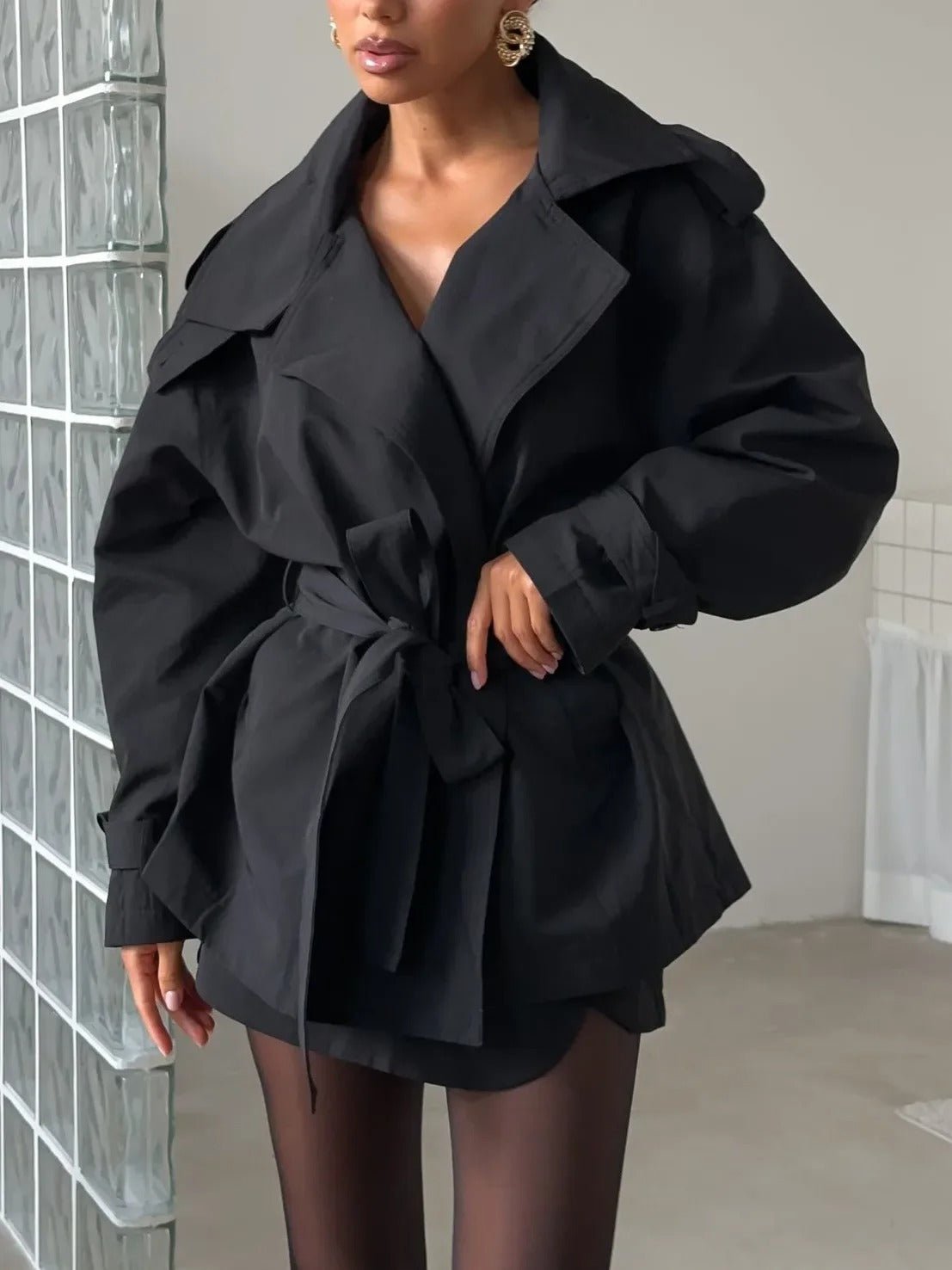 SOERA Hailey Crop Trench Coat - Jackets -  Black M