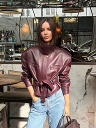 Jaqueline Giacca in Ecopelle con Cintura