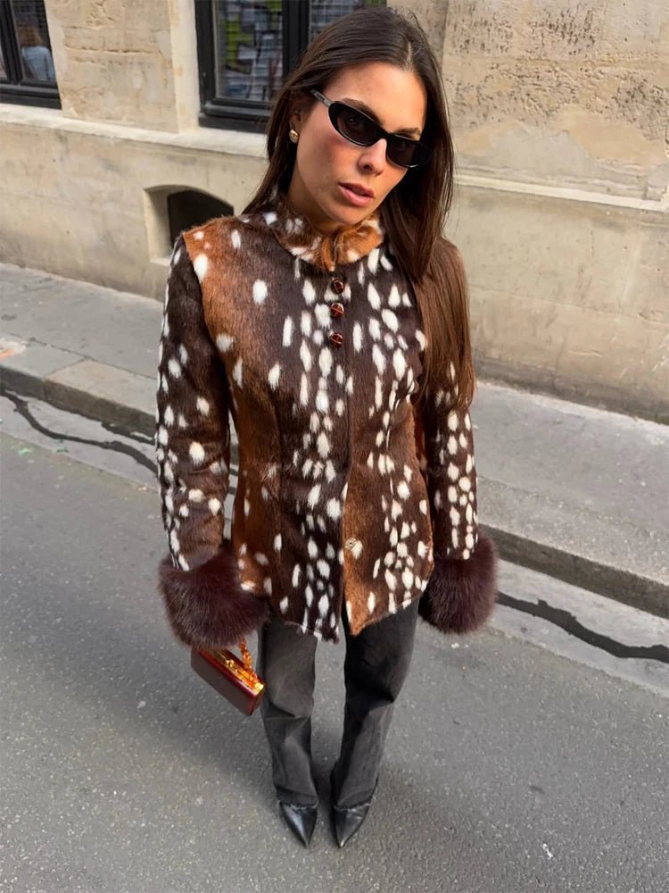 SOERA Julia Stand Collar Faux Fur Bambi Jacket - Jackets - SOERA-492931-PIC-S-84131 S