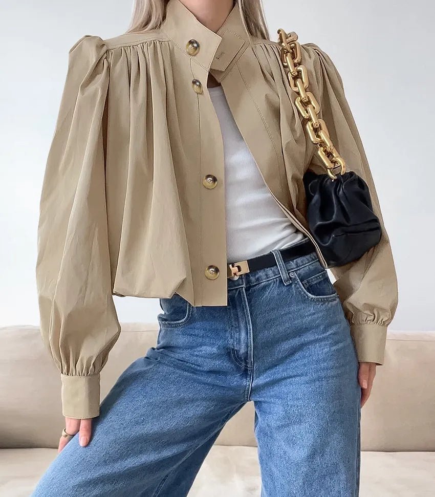 SOERA Karina Cropped Pleated Jacket - Jackets - 1005010257602670-;bp1774012027014586272 S