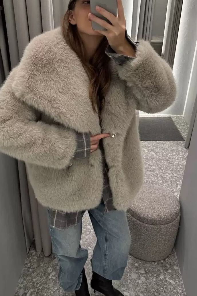 SOERA Krista Faux Fur Jacket - Jackets - Wu1765197968553815535 Beige L