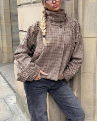 Giacca collo alla coreana pied de poule Melanie