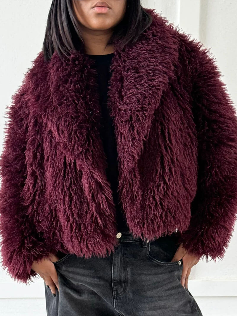 SOERA Mia Faux Fur Jacket - jackets - Soera-Mia-Faux-Fur-Jacket-Burgundy/S Burgundy S