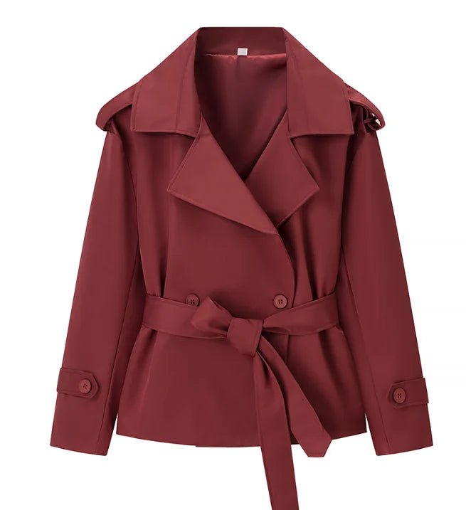 SOERA Molly Belted Cropped Trench Coat - Jackets - 1005009088260377-;fz1773321573478037457 Burgundy XS