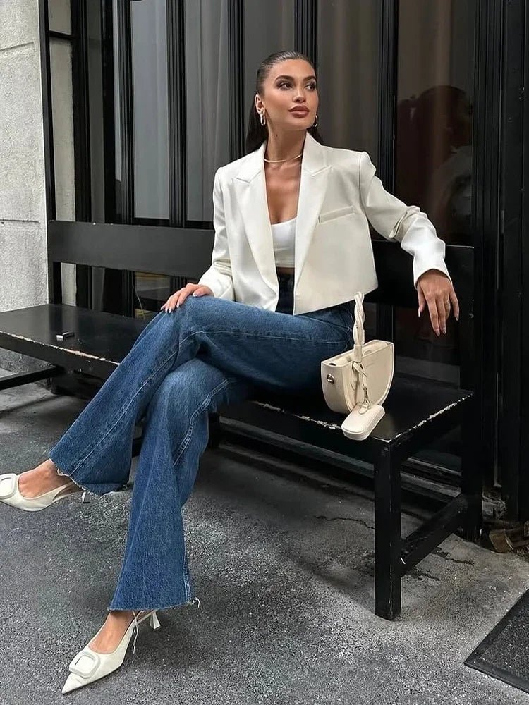 SOERA Olga Padded Cropped Suit Jacket - Jackets - 1005010749500479-;zn1774012026652030411 White L