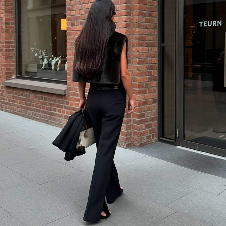 SOERA Rina Faux Fur Turtleneck Vest - Jackets - kL1765714530914478151 Black