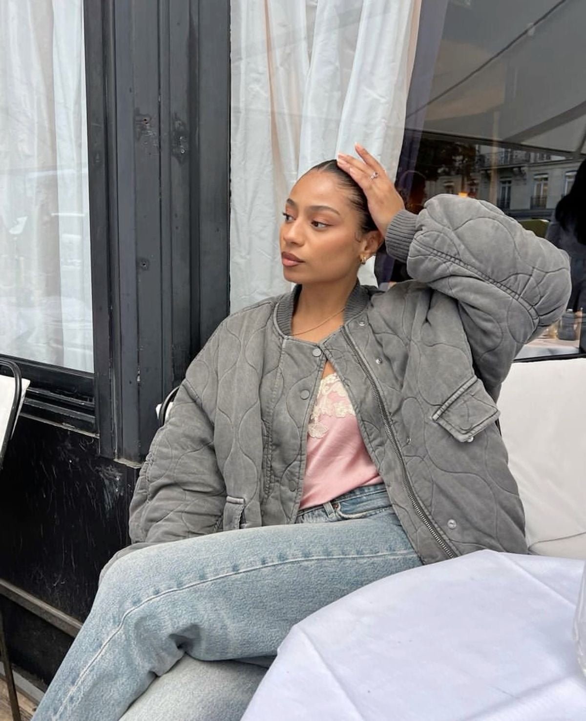 SOERA Salma Padded Bomber Jacket - Jackets - kX1760504685432202706 Gray S