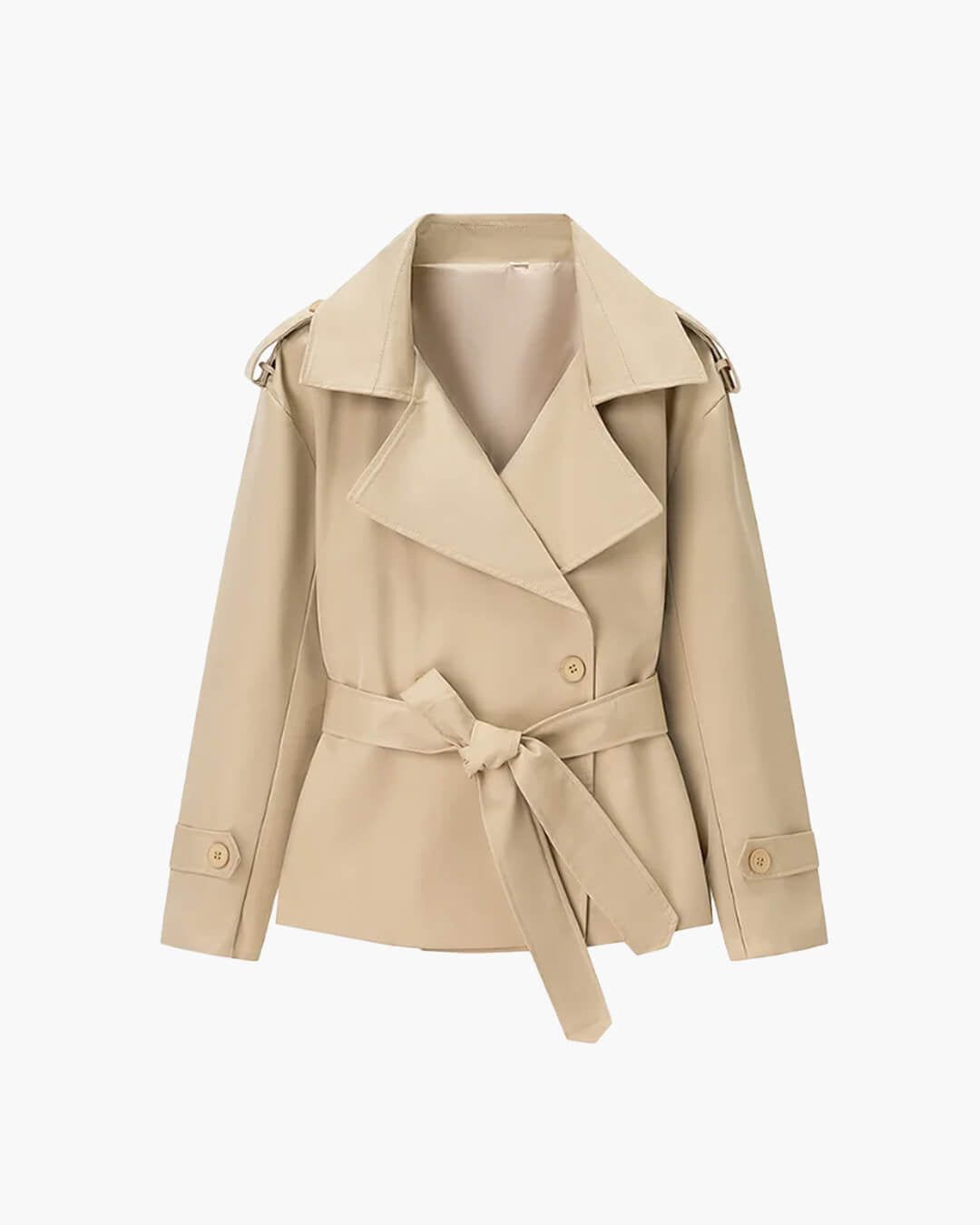 SOERA Sandy Lace Up Short Trench Coat - Jackets - 1005010782864095-;rk1773321573223317098 Black XS