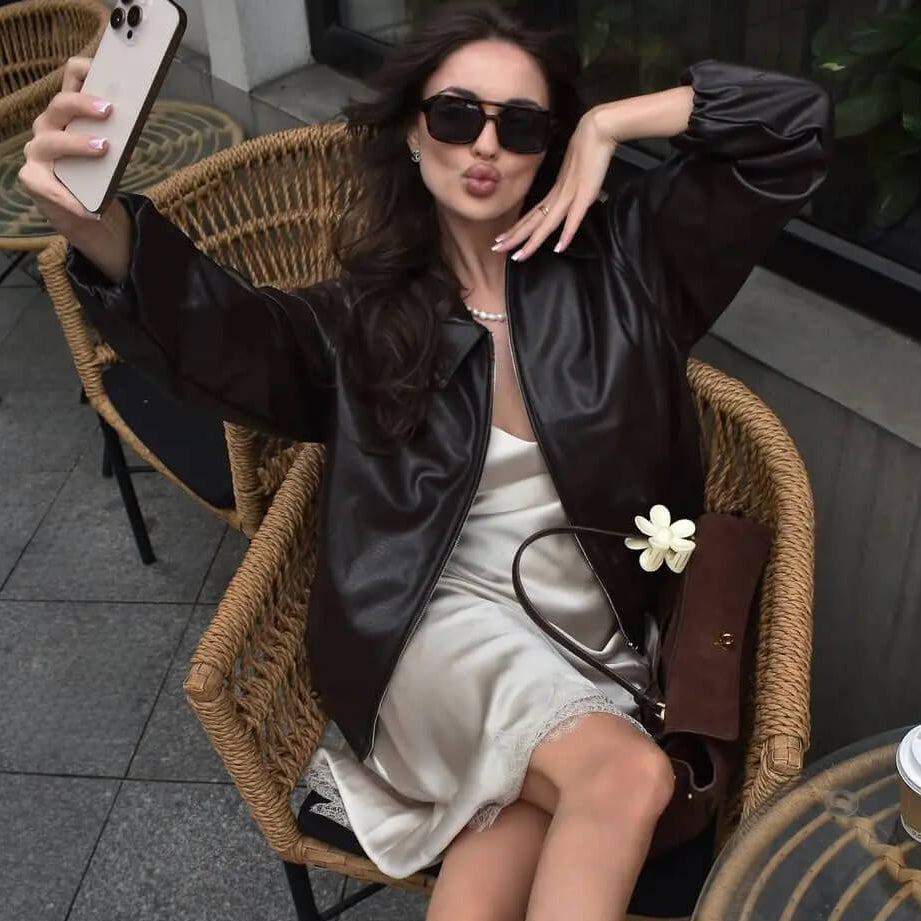 Giacca Bomber in Finta Pelle Jenny