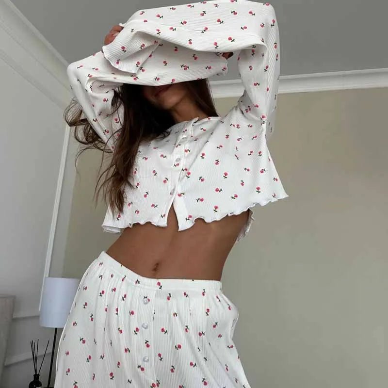 SOERA Aiza Long Sleeve Floral Pajama Set - Matching Sets - 1005010463347751-;Ei1770619319009384431 S