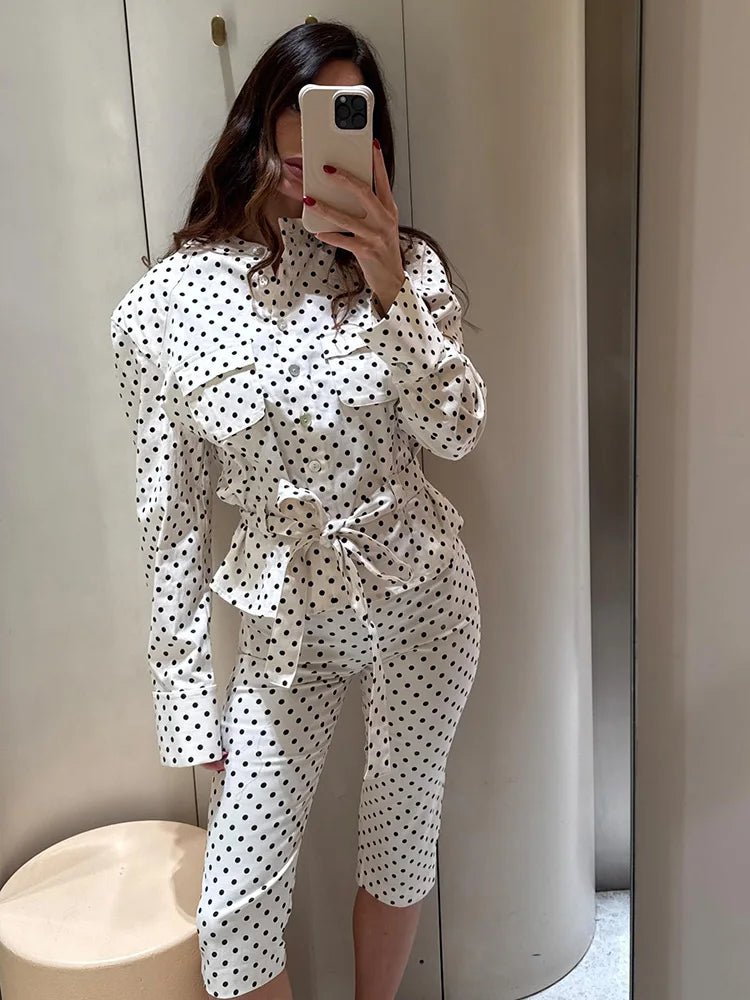 SOERA Cherry Polka Dot Jacket Capri Pants Set - Matching Sets - 1005011848112484-;ei1775031592084895869 Top XS