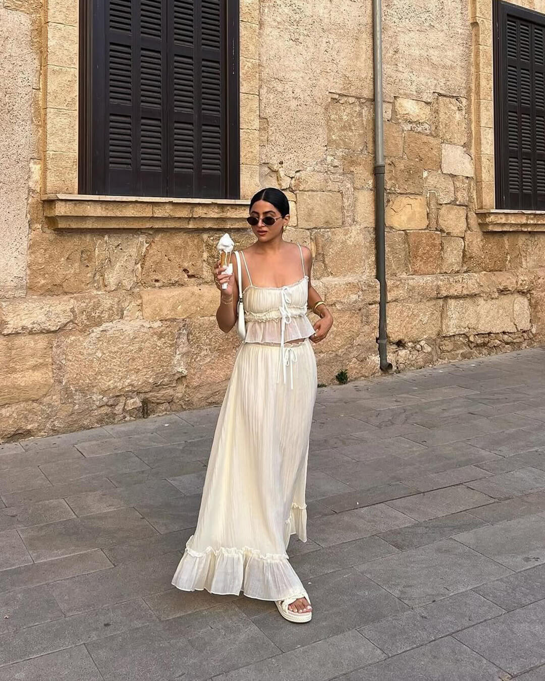 Set gonna maxi e top drappeggiato Julia
