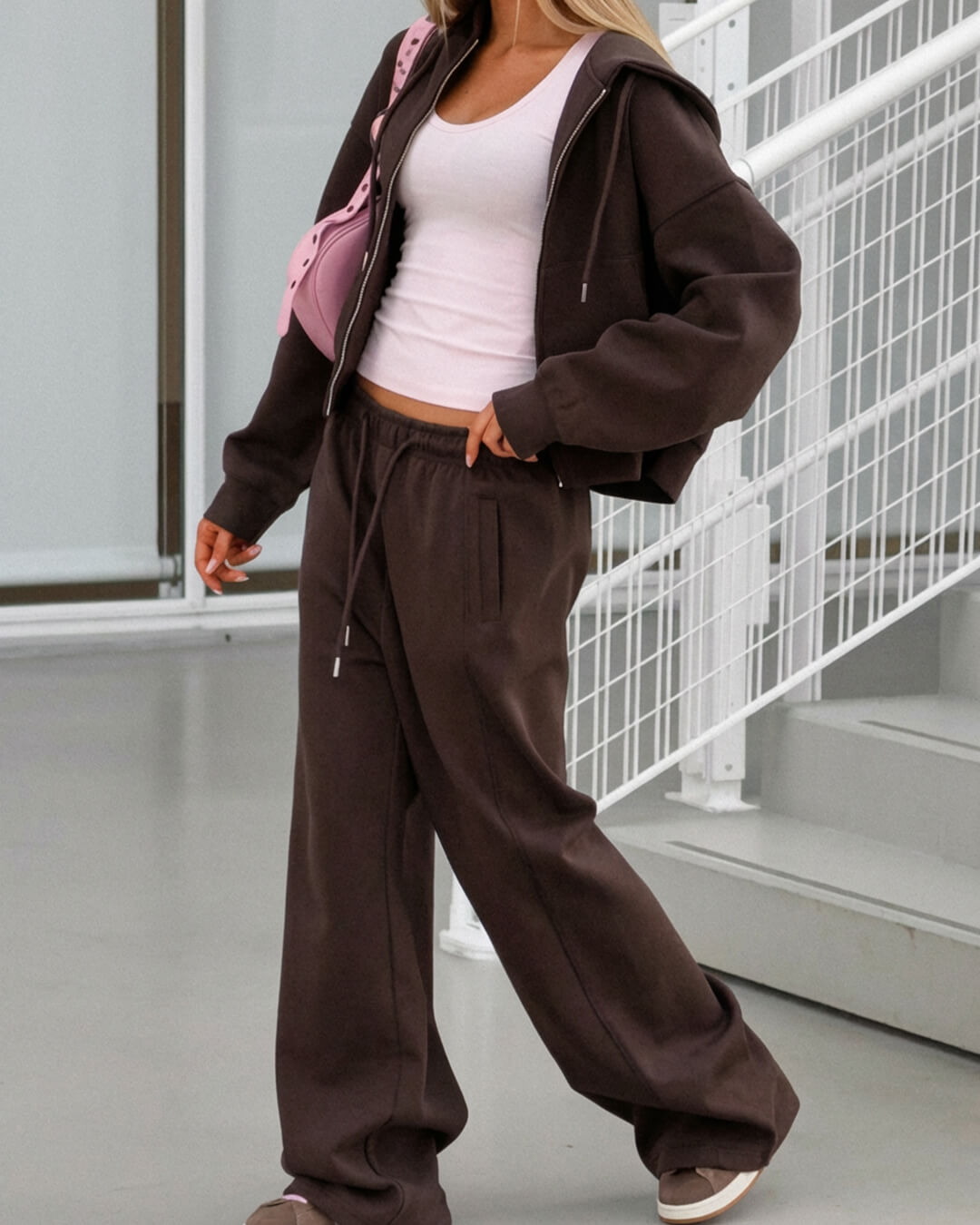 SOERA Two - Piece Zipper Tracksuit Set - Matching Sets - 1005009519310498-;kc1769414229525143795 Brown L