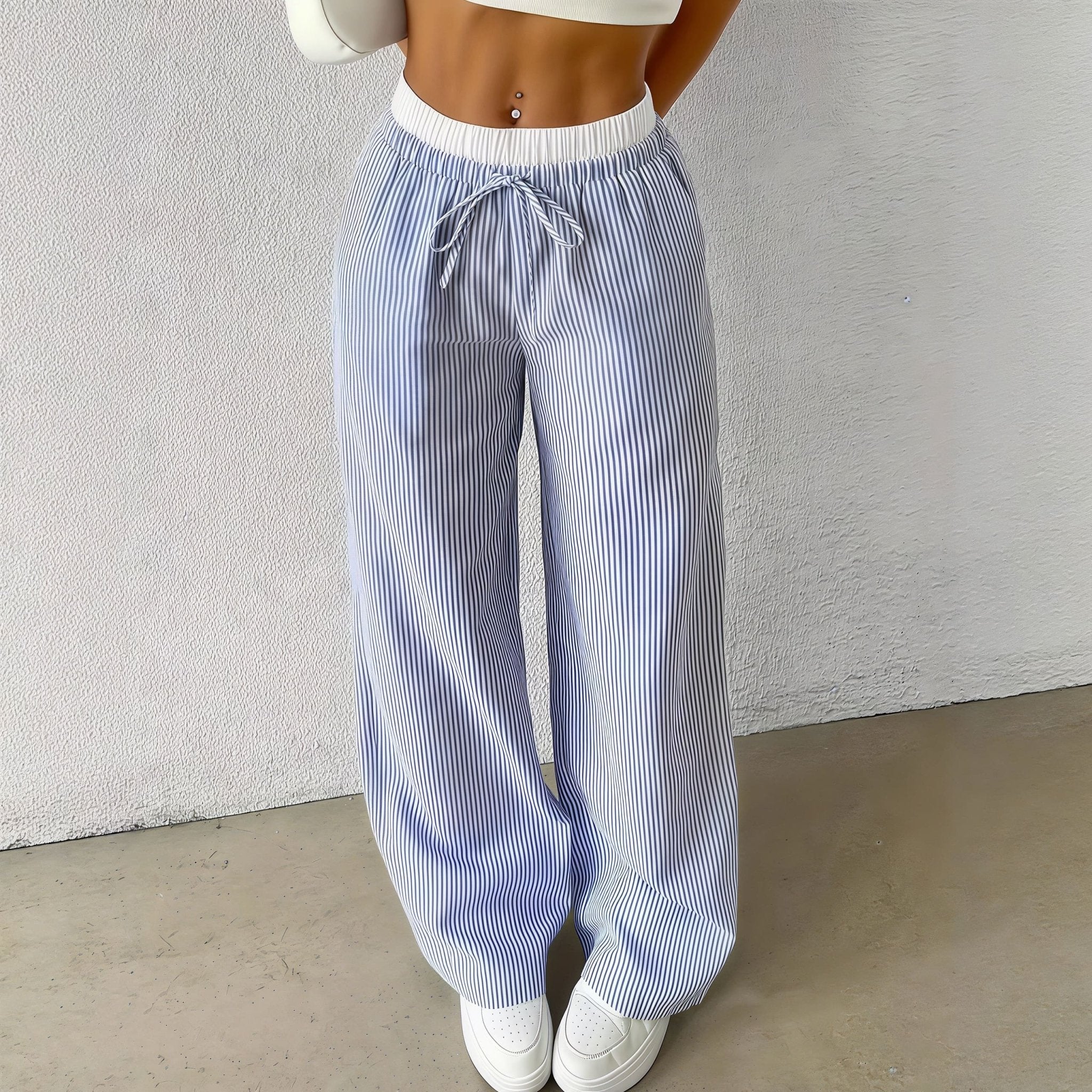 SOERA Beatrice Striped Straight Casual Pants - Pants -  Blue S