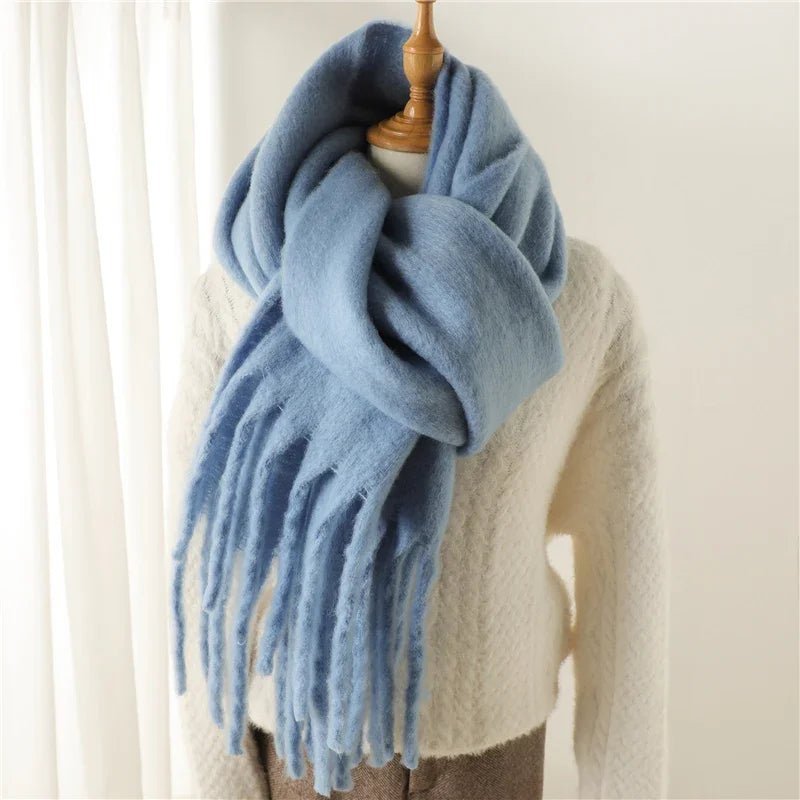 SOERA Tanya Tasseled Winter Scarf - Scarves & Wraps - 1005009466241802-;DN1764703454509391279 Gray