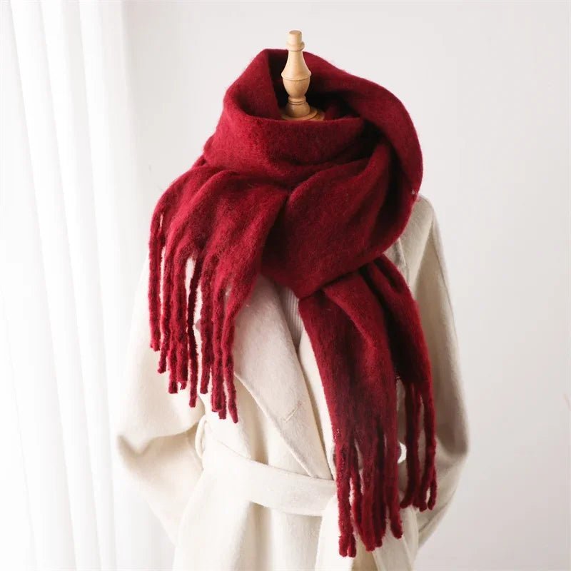 SOERA Tanya Tasseled Winter Scarf - Scarves & Wraps - 1005009466241802-;DN1764703454509391279 Gray