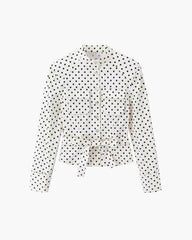 Completo Jia a pois con pantaloni a vita alta