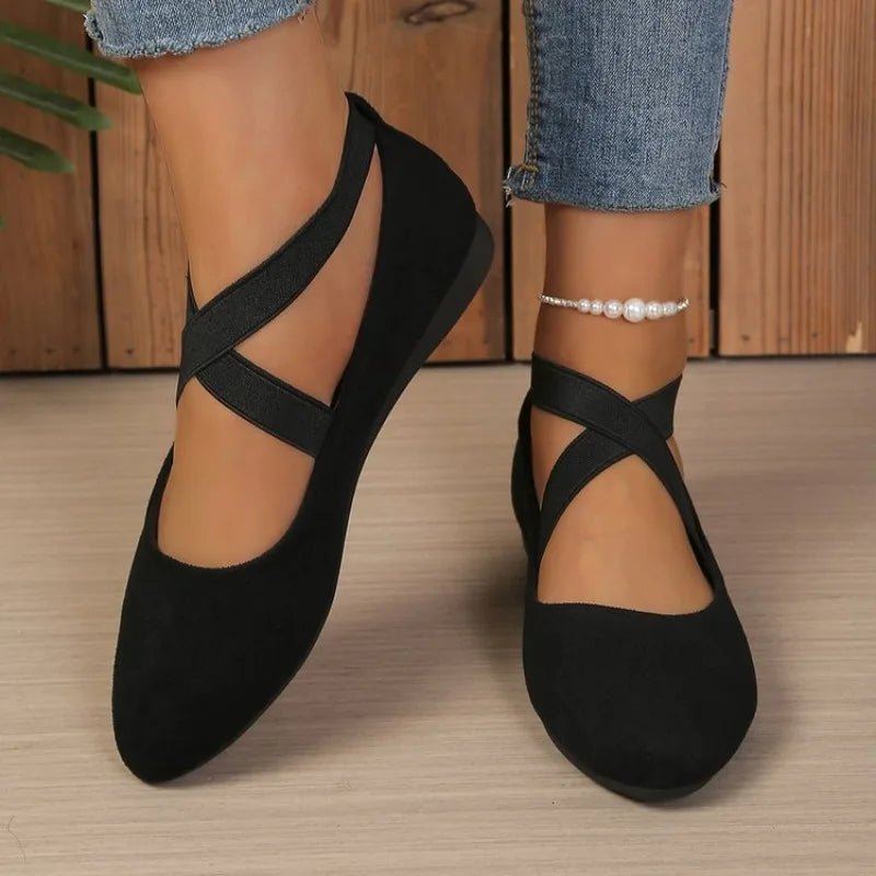 SOERA Anais Pointed Toe Cross - Strap Ballet Flats - Shoes -  36