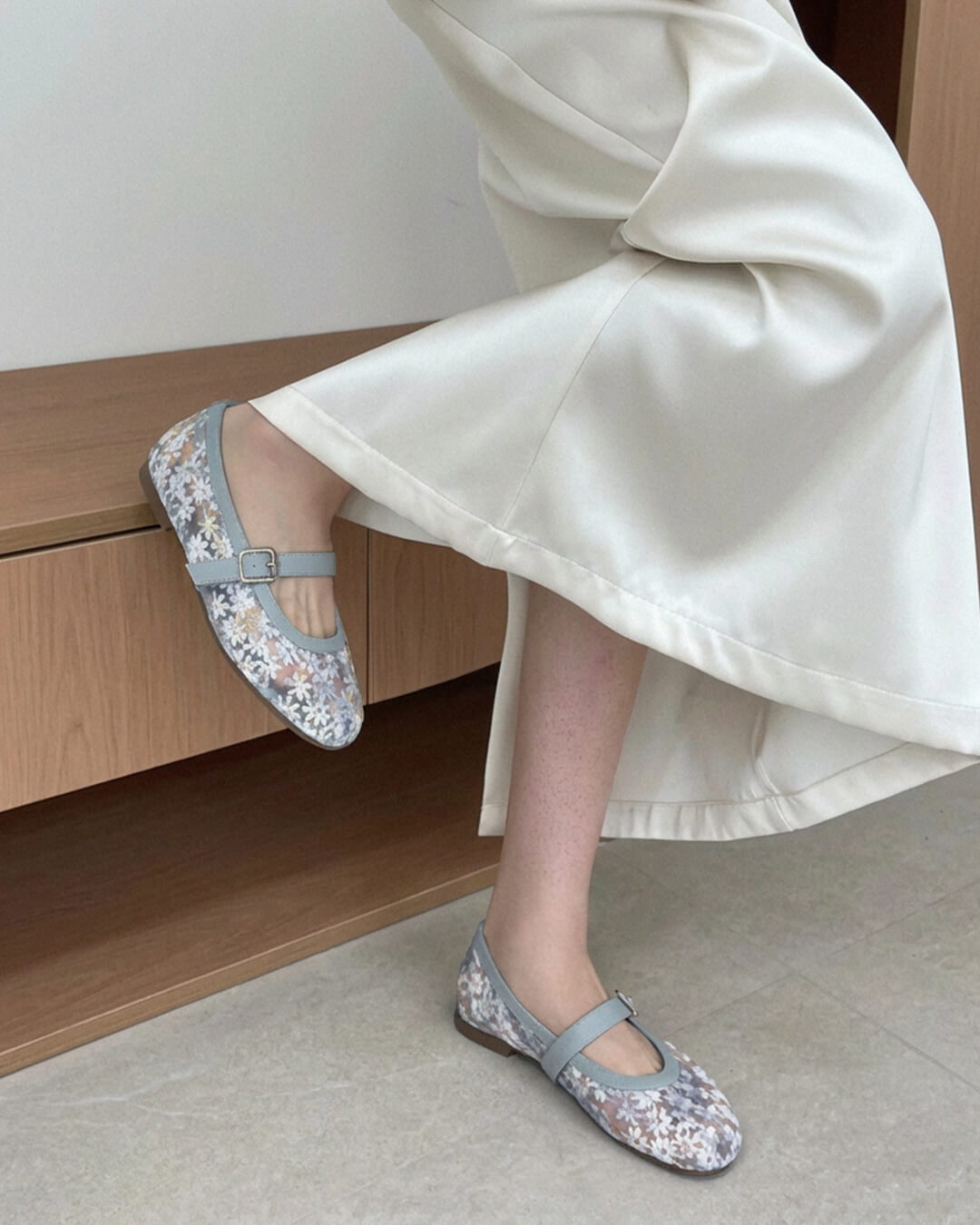 SOERA Helen Mesh Mary Jane Ballet Flats - Shoes - 1005010714131580-;LJ1769140528172280759 Blue 38