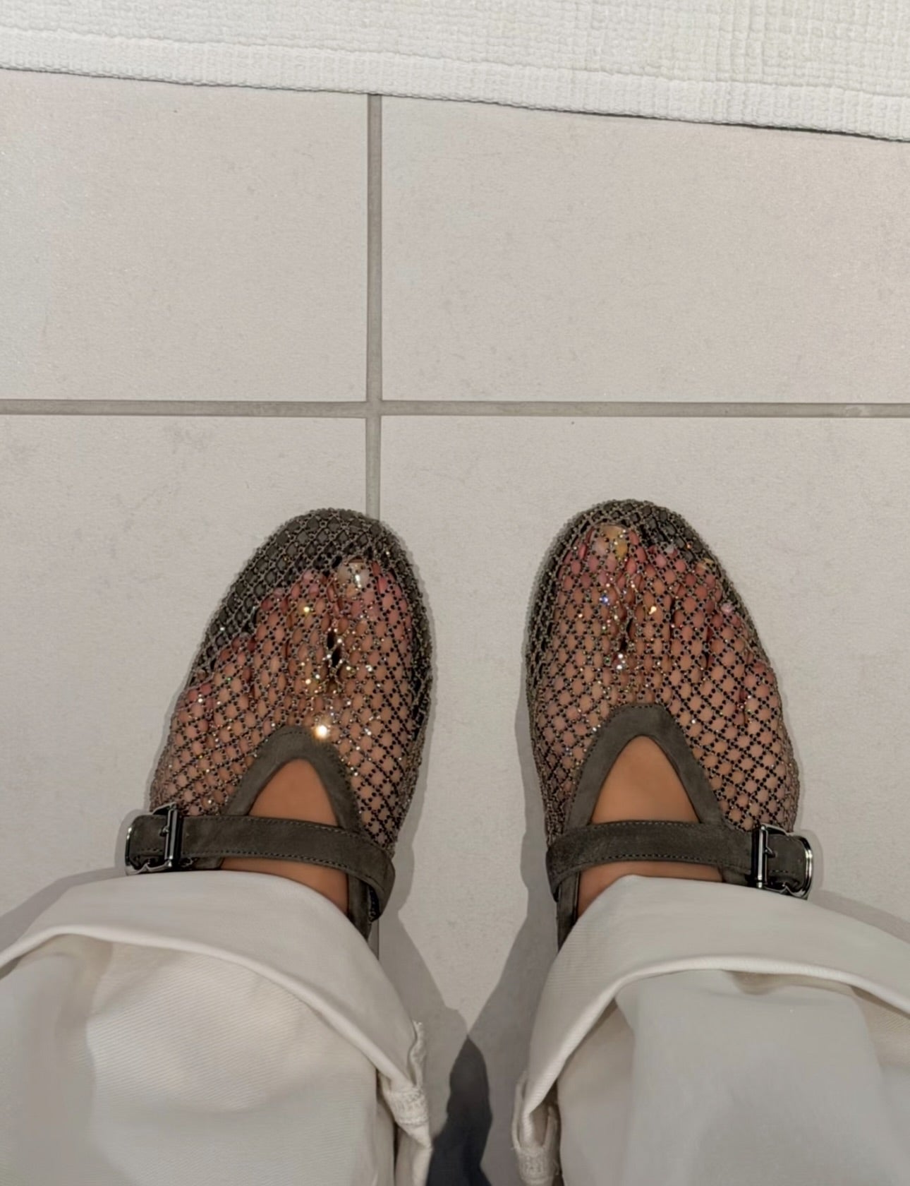 SOERA Jessica Rhinestone Mesh Ballet Flats - Shoes -  Gray 38