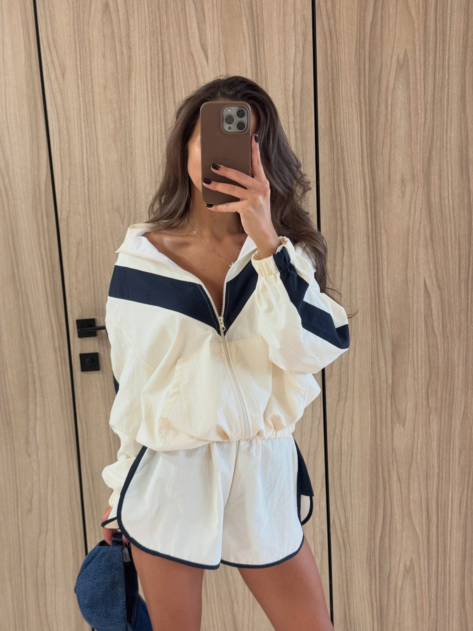SOERA Aisiuka Chevron Windbreaker Shorts Set - Shorts Set - SOERA-142915-M-SET-55267 Set (Jacket+Shorts) M
