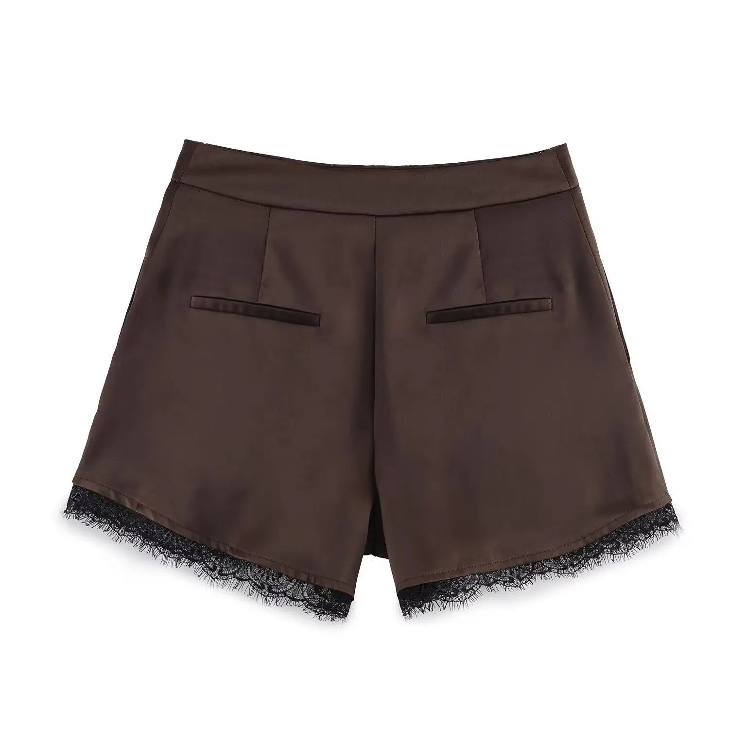 SOERA Xylia Lace Trim Satin Mini Shorts - Shorts - 1005011688216401-;De1775552729875737203 XS