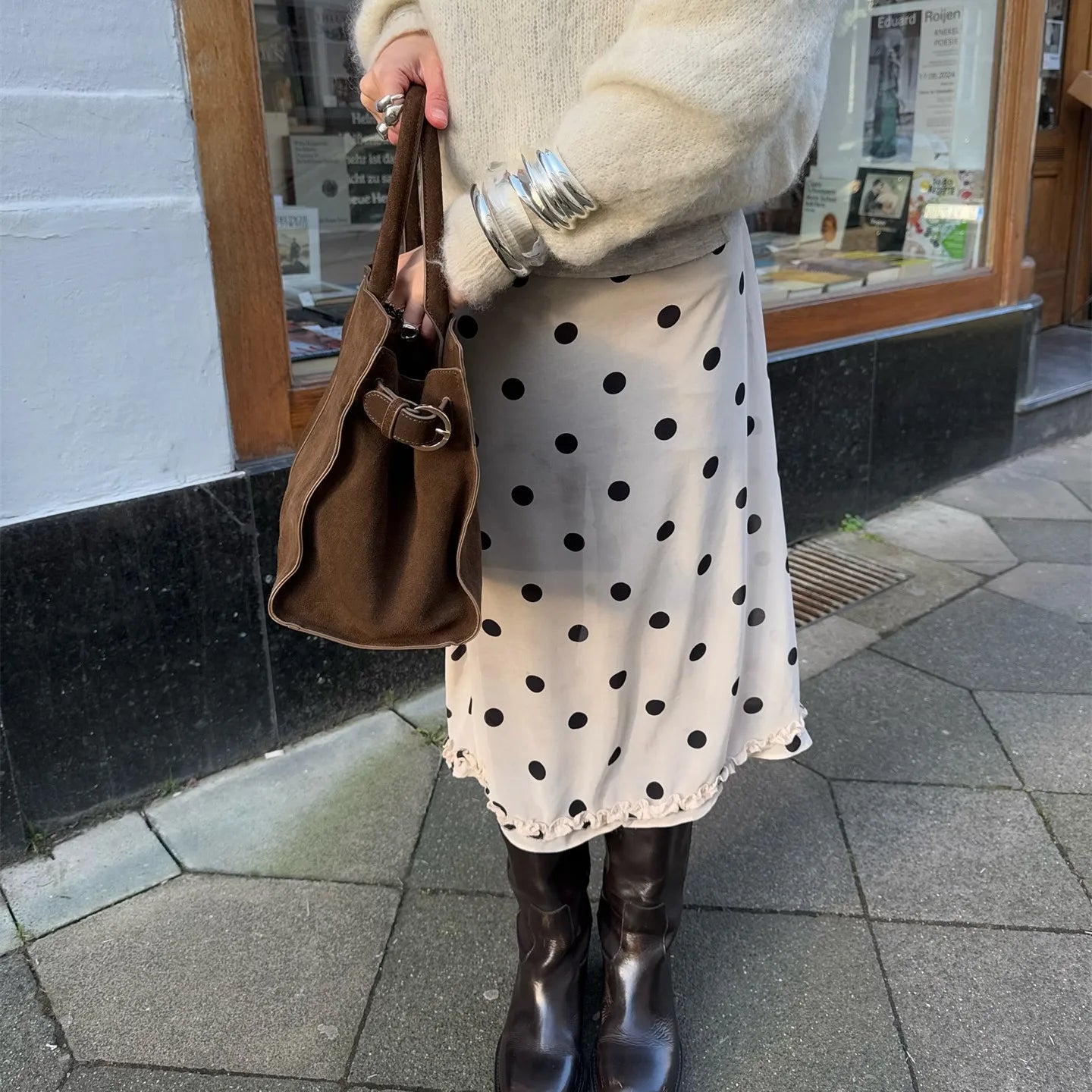 SOERA Bianca Mesh Dot Midi Skirt - Skirt -  White S