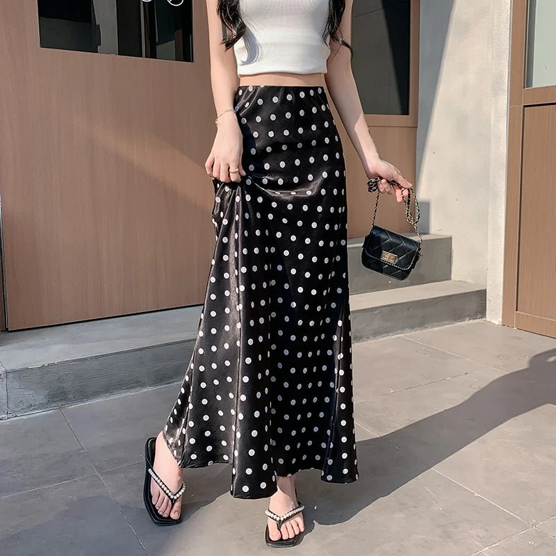 SOERA Bianca Polka Dot Mermaid Midi Skirt - Skirt -  Black XS