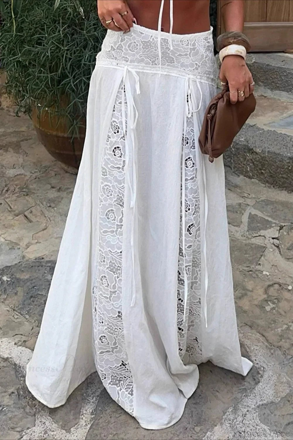 SOERA Celeste Boho Lace Patchwork Maxi Skirt - Skirt -  White M