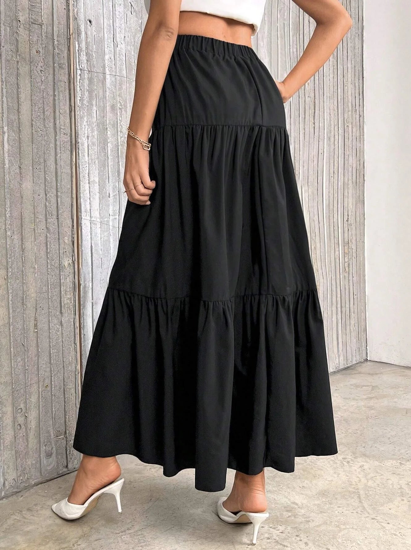SOERA Idalia High Waist Flounce Hem A - Line Skirt - Skirt -  Black XS