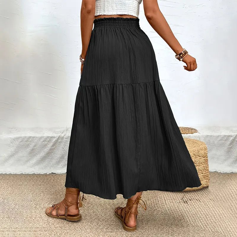 SOERA Maia Bohemian Midi Ruffle Skirt - Skirt -  Black S