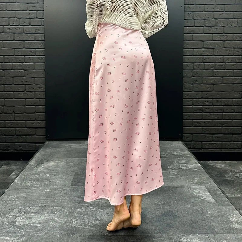 SOERA Bianca High Waist Satin Printed Midi Skirt - Skirts -  White S