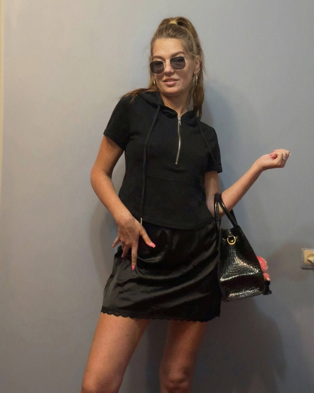 SOERA Johana Lace Trim Satin Mini Skirt - Skirts - 1005009418780878-;ja1771345061311797149 Black M