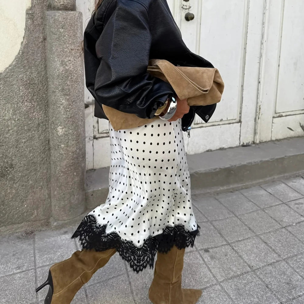 SOERA Nicky Retro Dots Lace Midi Skirt - Skirts - 1005010113115005-;QD1774621553326284231 White S