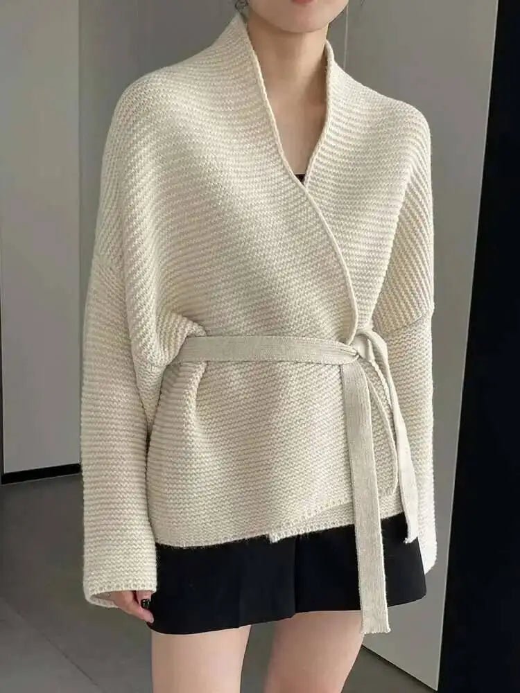 SOERA Abigail Belted Knit Cardigan - Sweaters & Cardigans - 1005007708848658-;pa1765393866208642501 Creme One Size