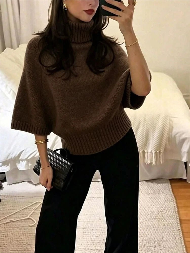 SOERA Olivia Ribbed Knit High Neck Sweater - Sweaters - SOERA-314627-BRO-S-16035 Brown S