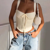 Top cami Celeste con bordo in pizzo