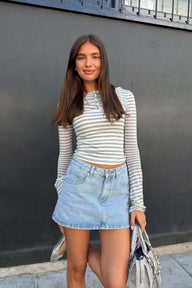Esther Top Casual a Righe Manica Lunga
