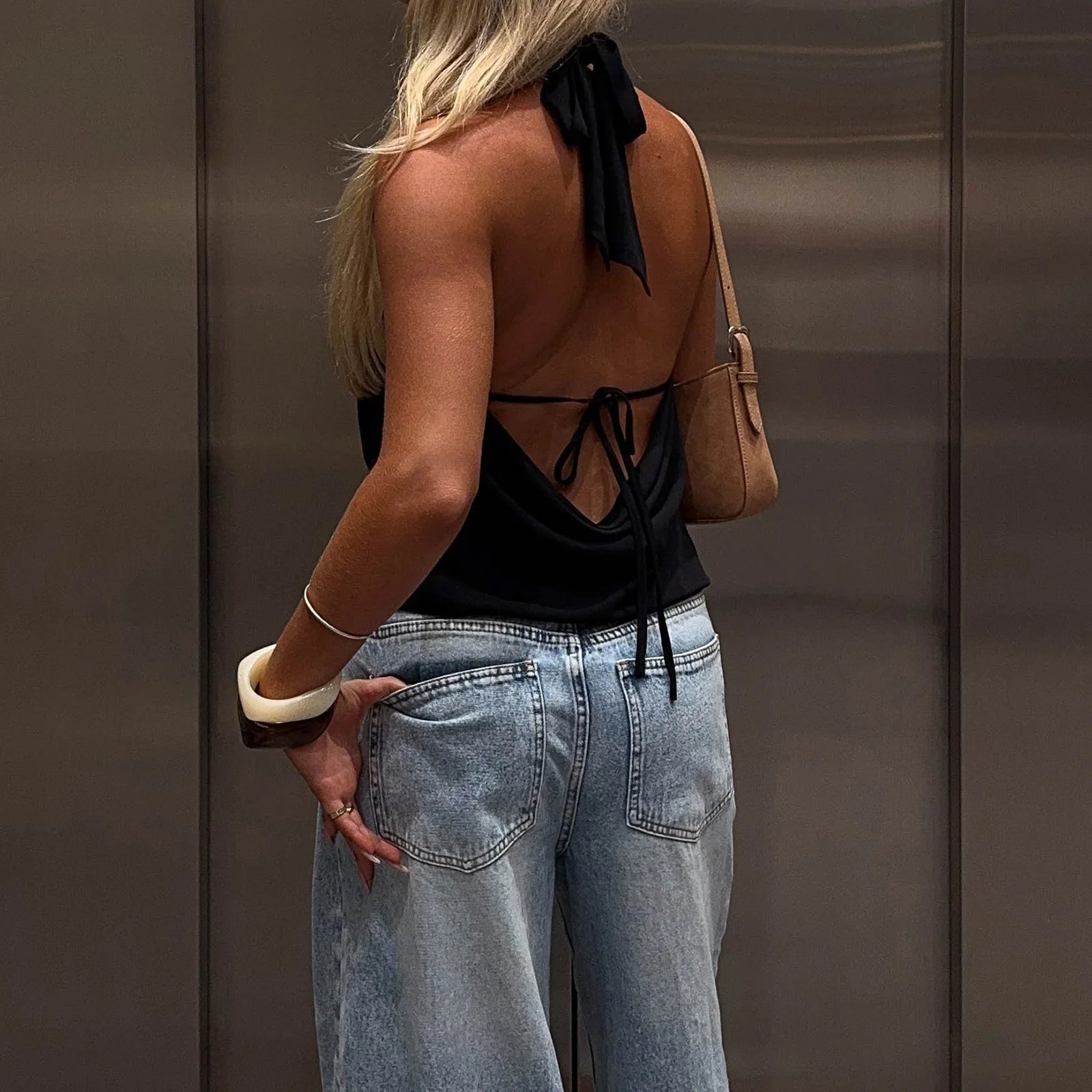 SOERA Addison Deep Neck Halter Tank Top - Tops - eY1774532669749808312 Black M