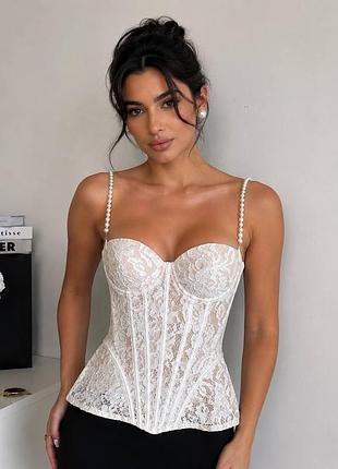 SOERA Aneyla Lace Sheer Bustier Cami Top - Tops -  White S