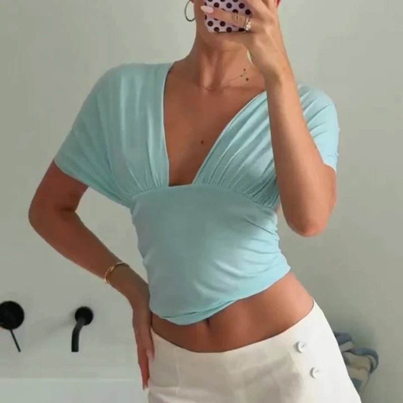 SOERA Bianca Lace-Up Crop Tank Top - Tops -  Blue XS