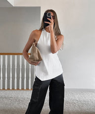 Top Daphne halter con schiena scoperta