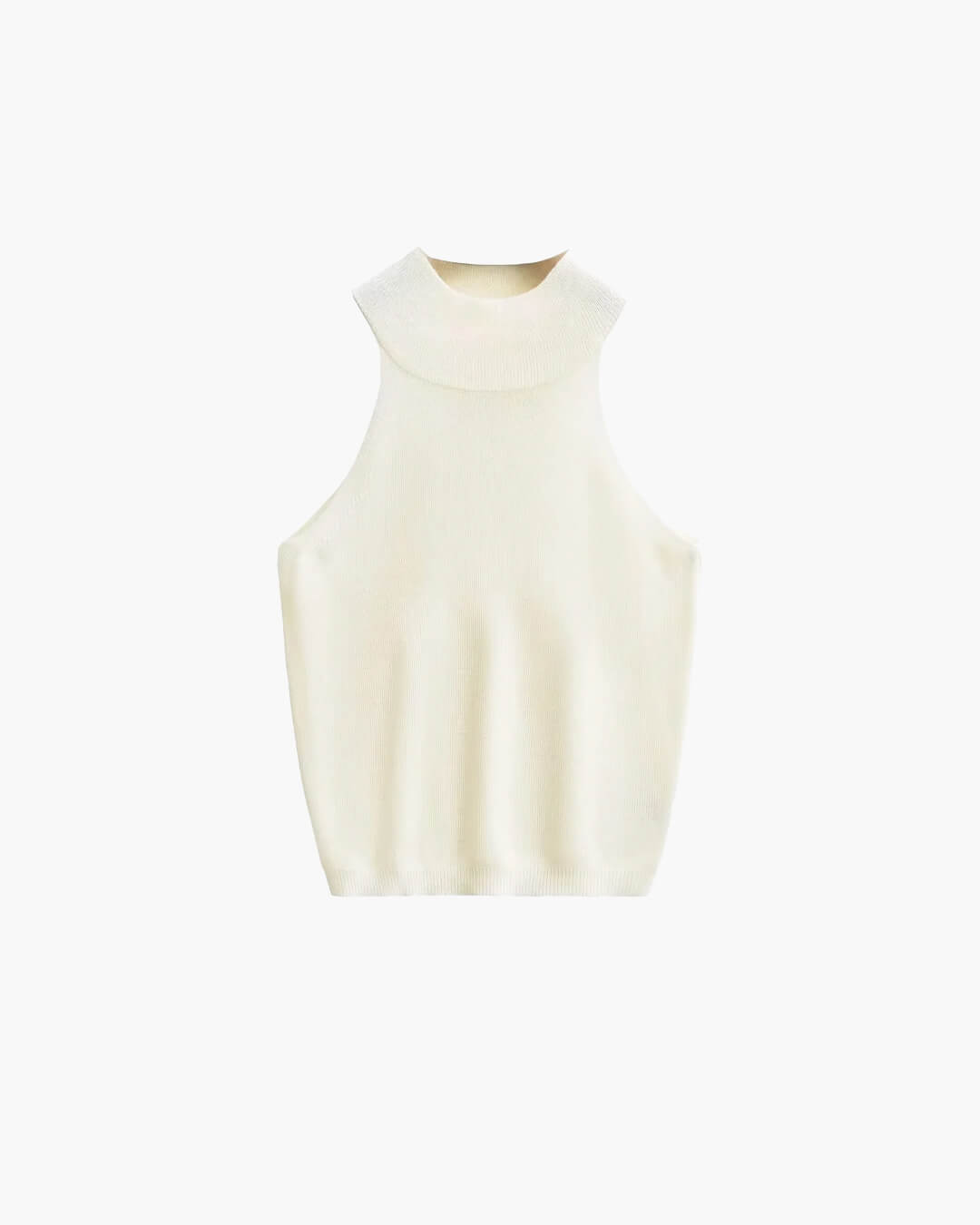 SOERA Nicky Halter Neck Sleeveless Knit Crop Top - Tops - 3256809116382364-;VT1764062902734261401 Creme M