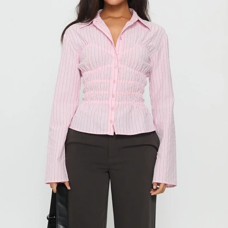 SOERA Susan Scrunched Long Sleeve Blouse - Tops - 1005010020494291-;hc1775670872616695409 Blue S