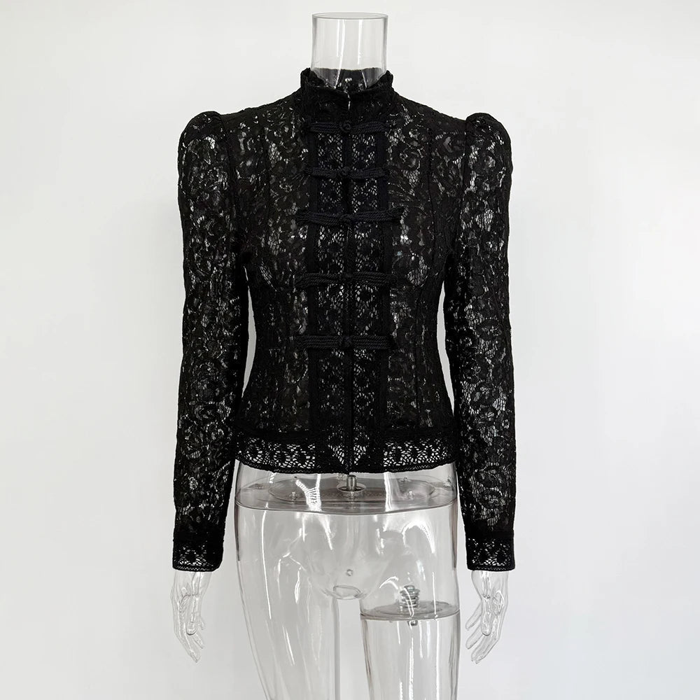 SOERA Suzan Long Sleeve Lace Blouse - Tops - 1005009268939981-;ho1769670009987819196 Beige S
