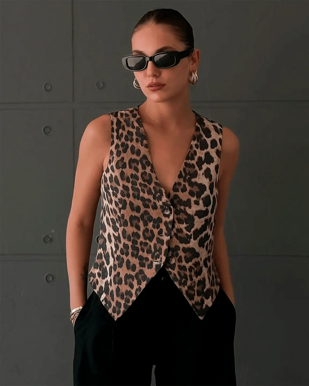 SOERA Vanessa Leopard Print Vest - Tops -  XS
