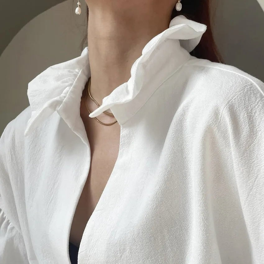 SOERA Vivian V-Neck Puff Long Sleeve Blouse - Tops - 1005011795904064-;Pf1776154513968637042 S