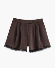 Xylia Shorts Mini in Raso con Pizzo